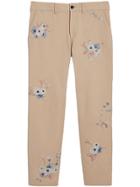 Burberry Slim Fit Floral Embroidered Cotton Chinos - Neutrals