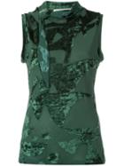 Velvet Panel Top - Women - Polyester/viscose - 38, Green, Polyester/viscose, Lilly Sarti