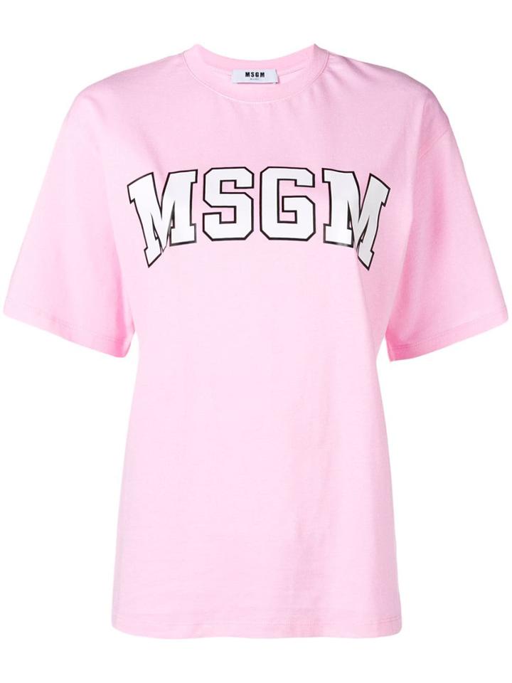 Msgm Logo Print T-shirt - Pink