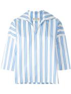 Balenciaga Oversized Striped Blouse, Women's, Size: 34, Blue, Cotton