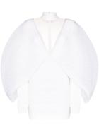 Balmain Pleated V-neck Mini Dress - White