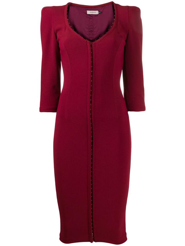 Murmur Front Hook Fitted Dress - Red