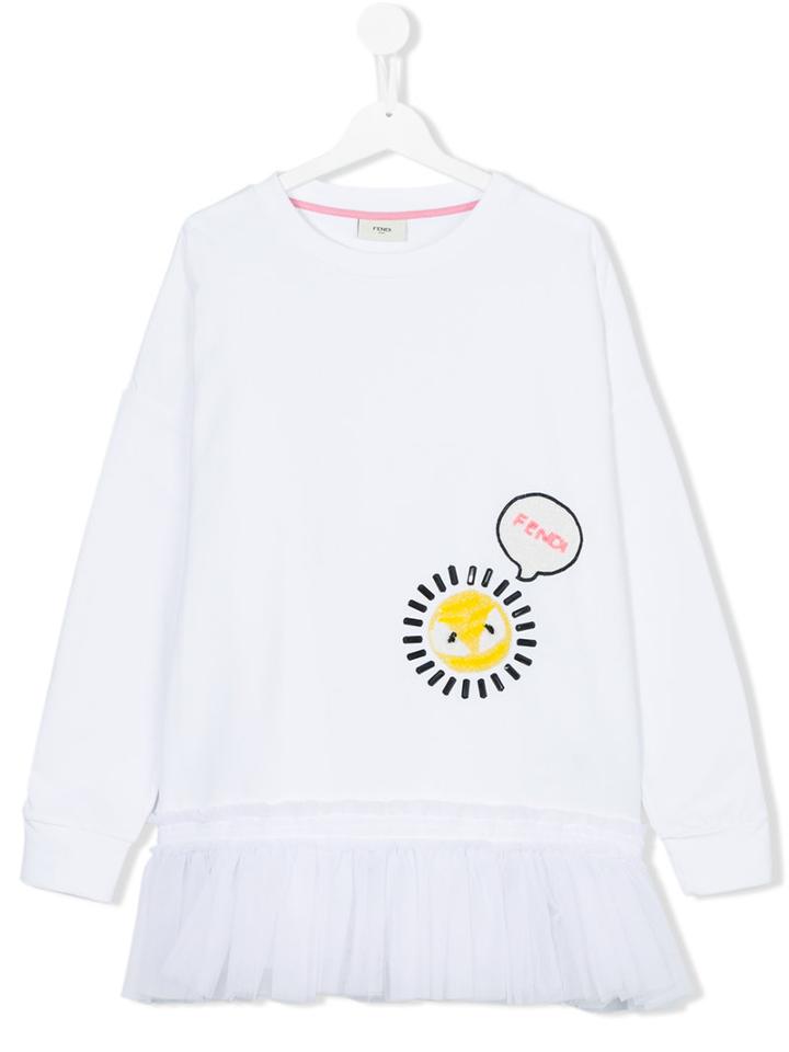Fendi Kids - Tutu Detail Sweatshirt - Kids - Cotton/polyamide/spandex/elastane - 14 Yrs, White