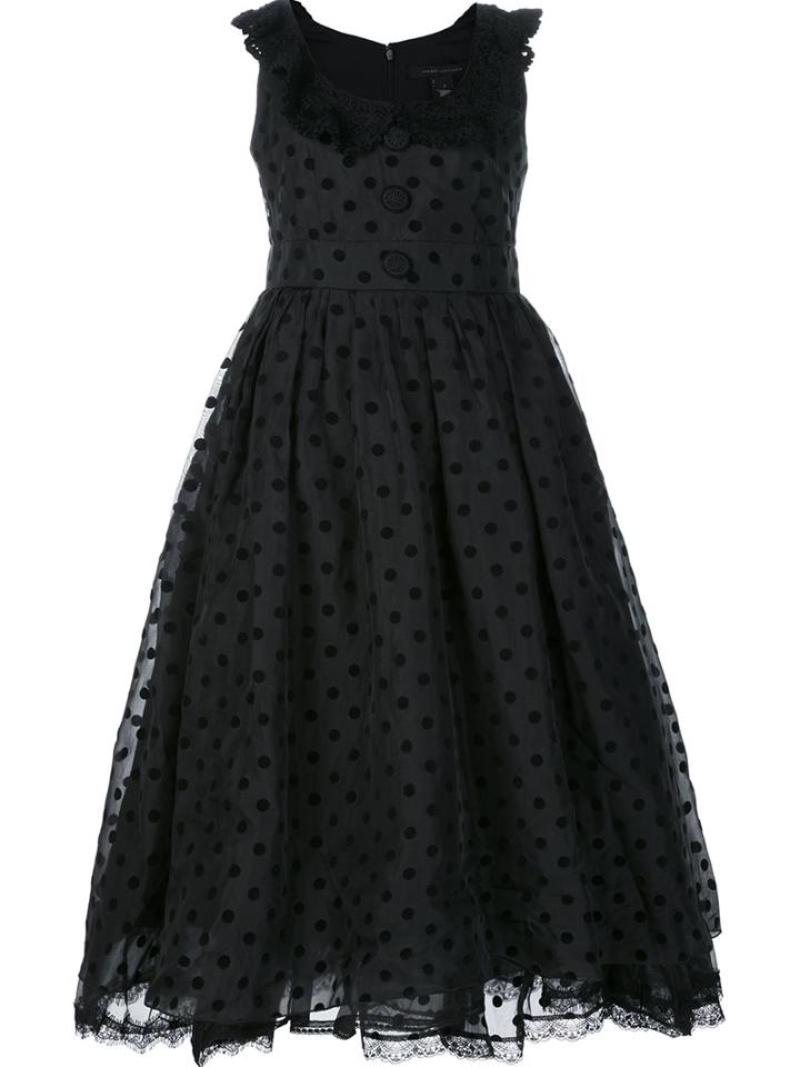 Marc Jacobs Polka Dot Organza Dress, Women's, Size: 2, Black, Silk/nylon