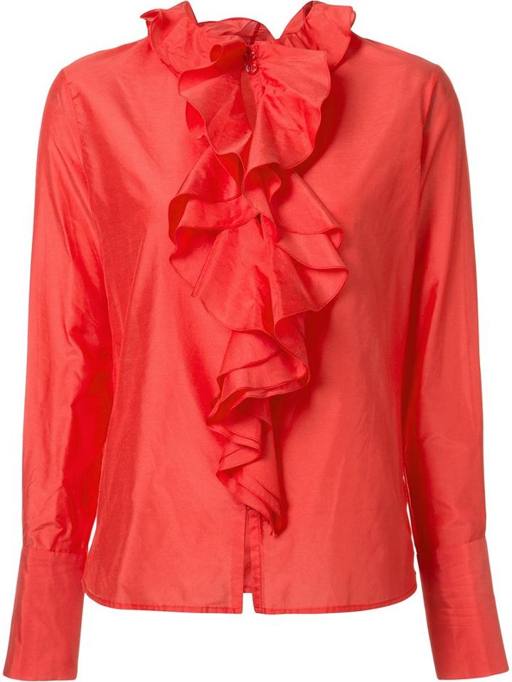 Tome Ruffled Blouse, Women's, Size: 4, Red, Silk