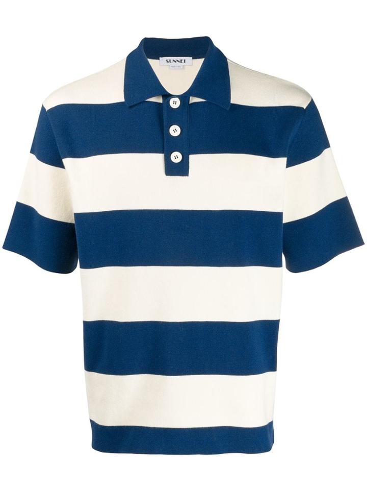 Sunnei Striped Polo Shirt - Blue