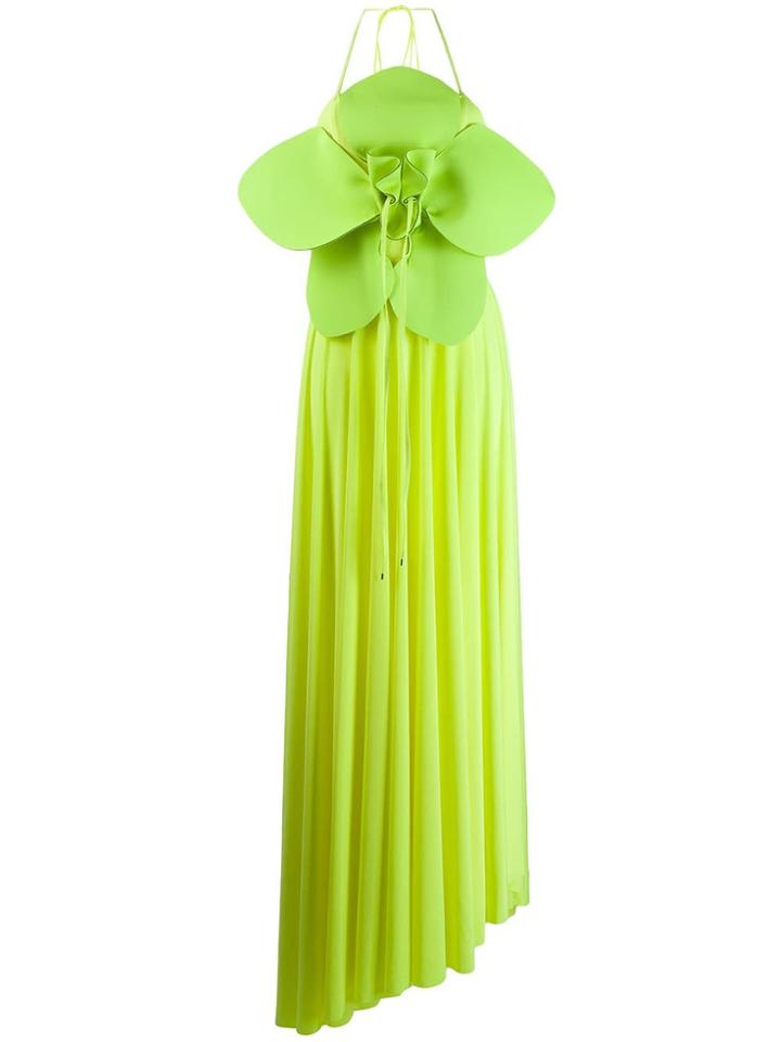 Robert Wun Floral Motif Evening Dress - Yellow