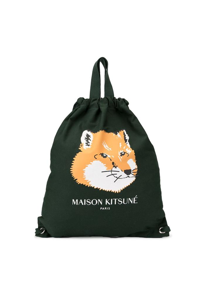 Maison Kitsuné Fox Head Tote Backpack - Green