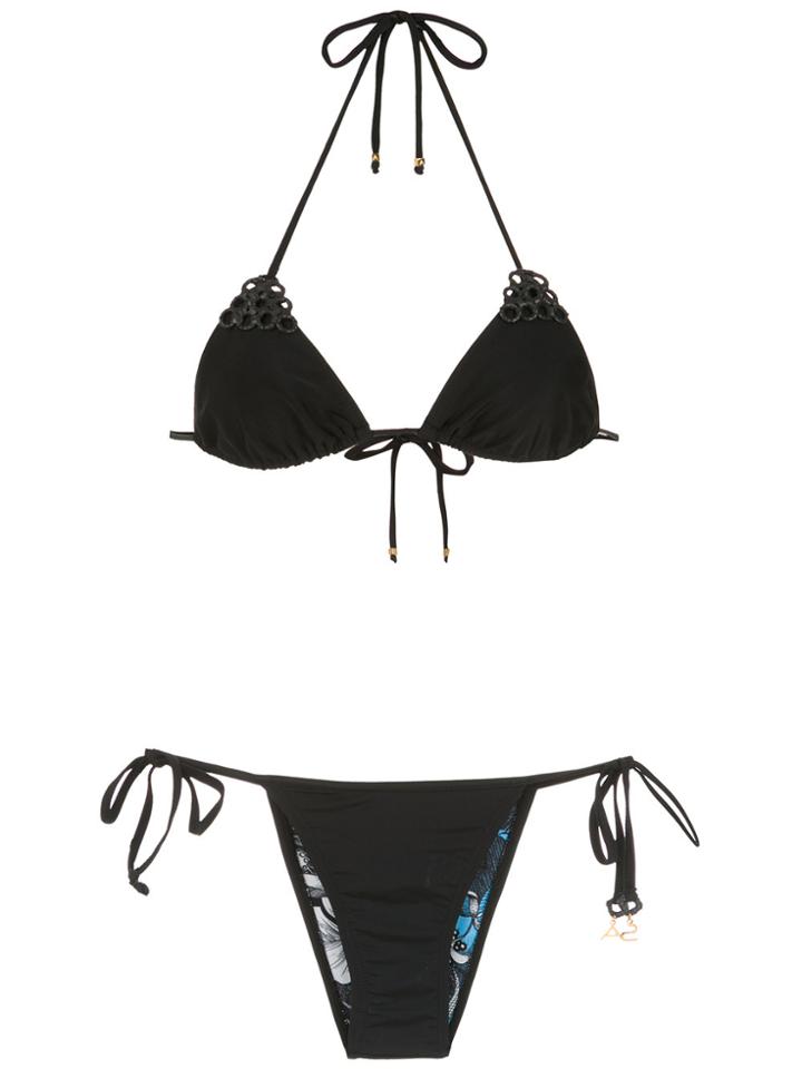 Amir Slama Embellished Triangle Top Bikini Set - Black