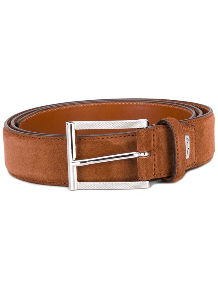 Santoni - Classic Belt - Men - Suede - 100, Brown, Suede