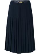 Céline Vintage Belted Pleated Skirt - Blue
