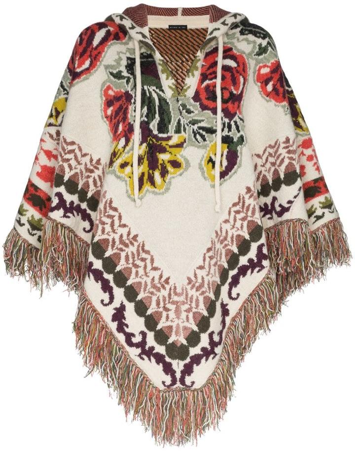 Etro Intarsia Floral Knit Poncho - 9197 Multicoloured