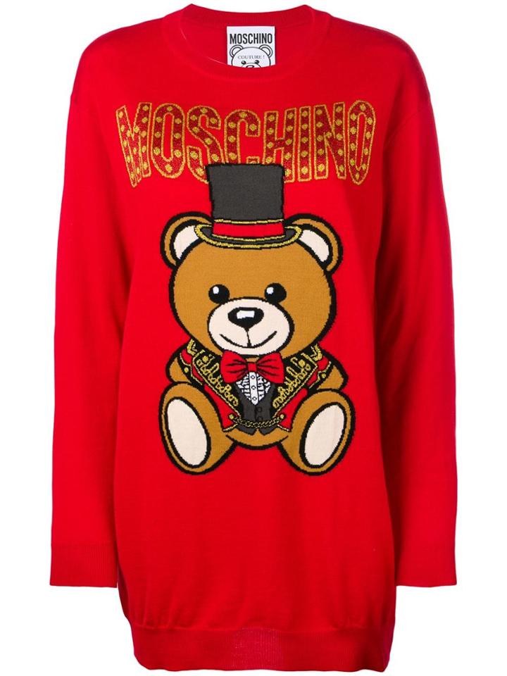 Moschino Teddy Bear Sweater Dress - Red