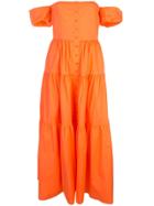 Staud Off-shoulder Button Up Dress - Orange