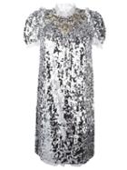 Dolce & Gabbana Sequinned Embellished Dress, Women's, Size: 44, Grey, Cotton/polyamide/polyester/spandex/elastane