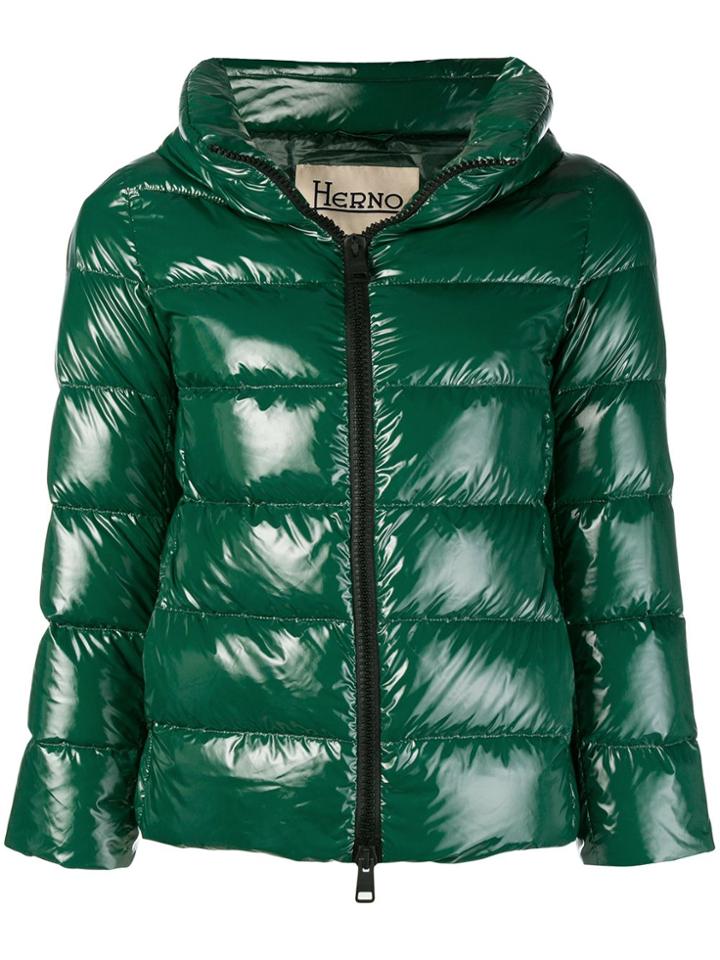 Herno Funnel Neck Padded Jacket - Green