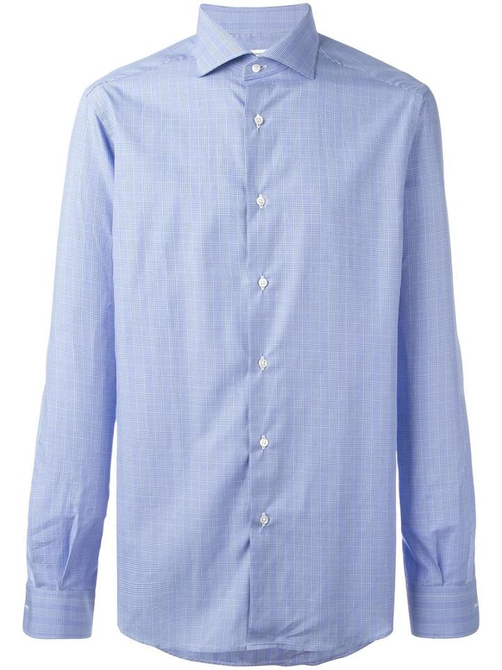 Fashion Clinic Checked Shirt, Men's, Size: 39, Blue, Cotton