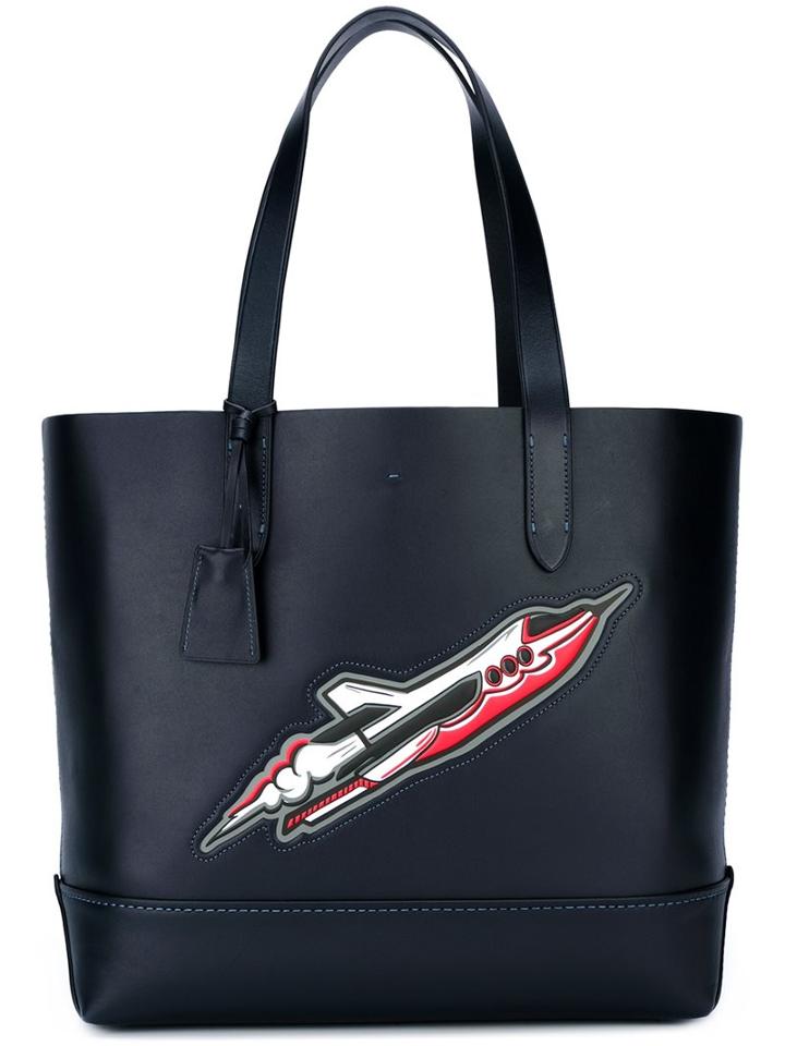 Coach Shuttle Patch Tote Bag, Men's, Blue, Calf Leather