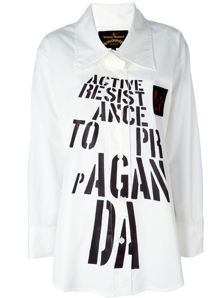 Vivienne Westwood Anglomania Motto Print Shirt, Women's, Size: 38, White, Cotton