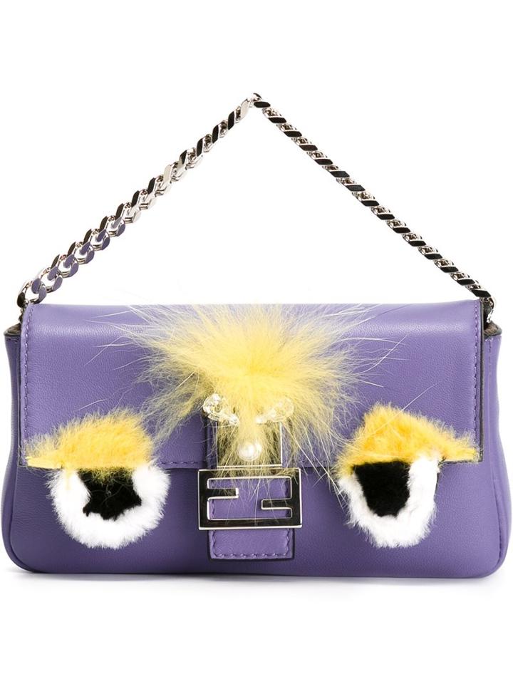Fendi Micro 'baguette' Crossbody Bag, Women's, Pink/purple, Leather