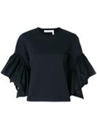 See By Chloé Ruffled Half Sleeve T-shirt - Black
