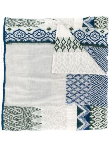 Plantation Abstract Pattern Scarf - White