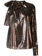 Msgm Leopard Sequinned Blouse - Brown