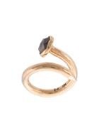 M. Cohen Casted 14k Black Diamond Detail Ring - Gold