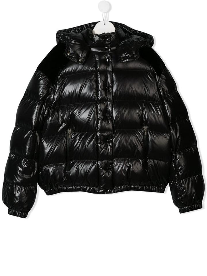 Moncler Kids Hooded Padded Jacket - Black