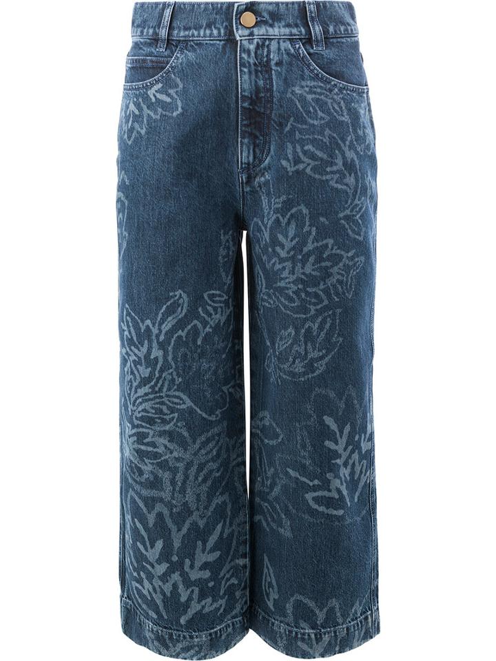Peter Pilotto - Floral Bleach Flared Cropped Jeans - Women - Cotton - 25, Blue, Cotton