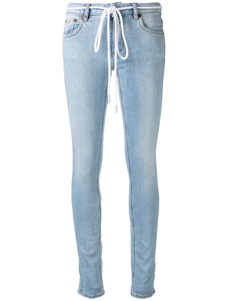 Off-white - 'diagonals' Tulip Jeans - Women - Cotton/spandex/elastane - 26, Blue, Cotton/spandex/elastane