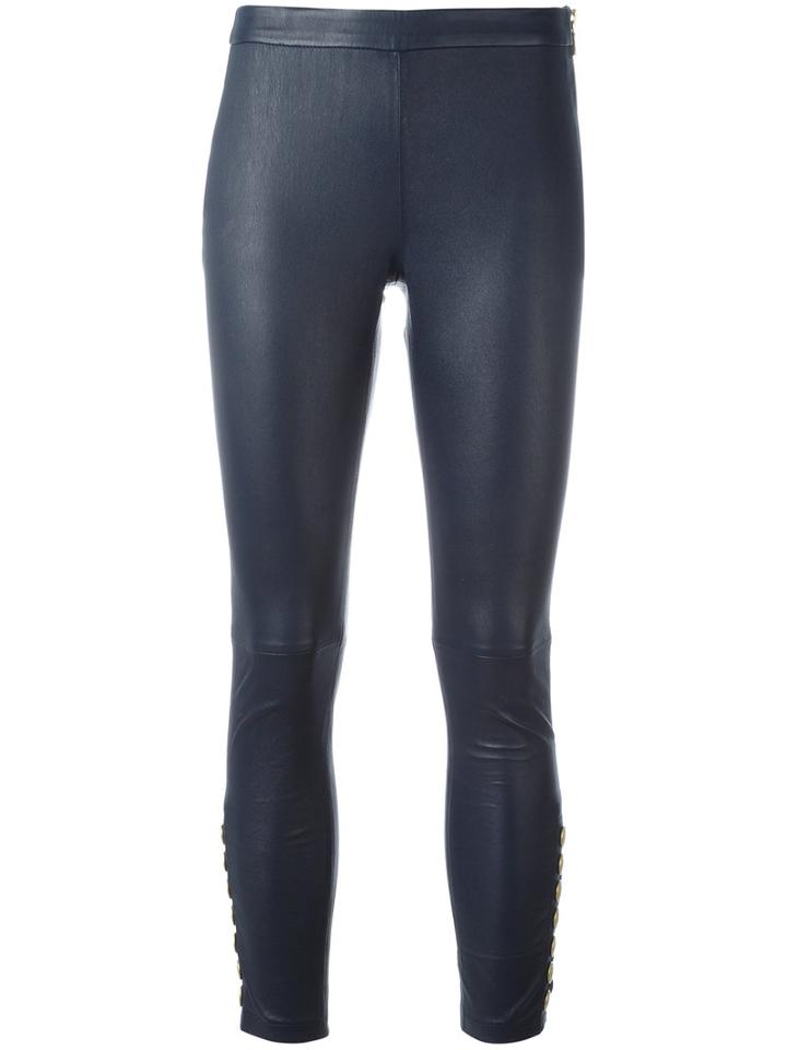Pierre Balmain Skinny Leather Pants, Size: 36, Blue, Lamb Skin