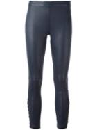 Pierre Balmain Skinny Leather Pants, Size: 36, Blue, Lamb Skin