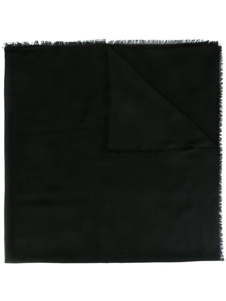 Z Zegna Frayed Edge Scarf, Men's, Black, Modal/wool/silk