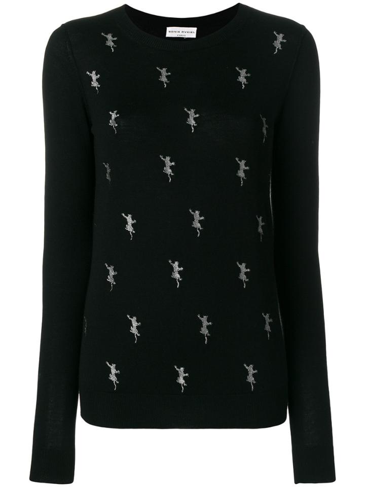 Sonia Rykiel Lurex Animal Patterned Top - Black