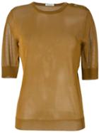 Nina Ricci Shoulder Buttons Knitted Top, Women's, Size: Large, Brown, Cotton/viscose