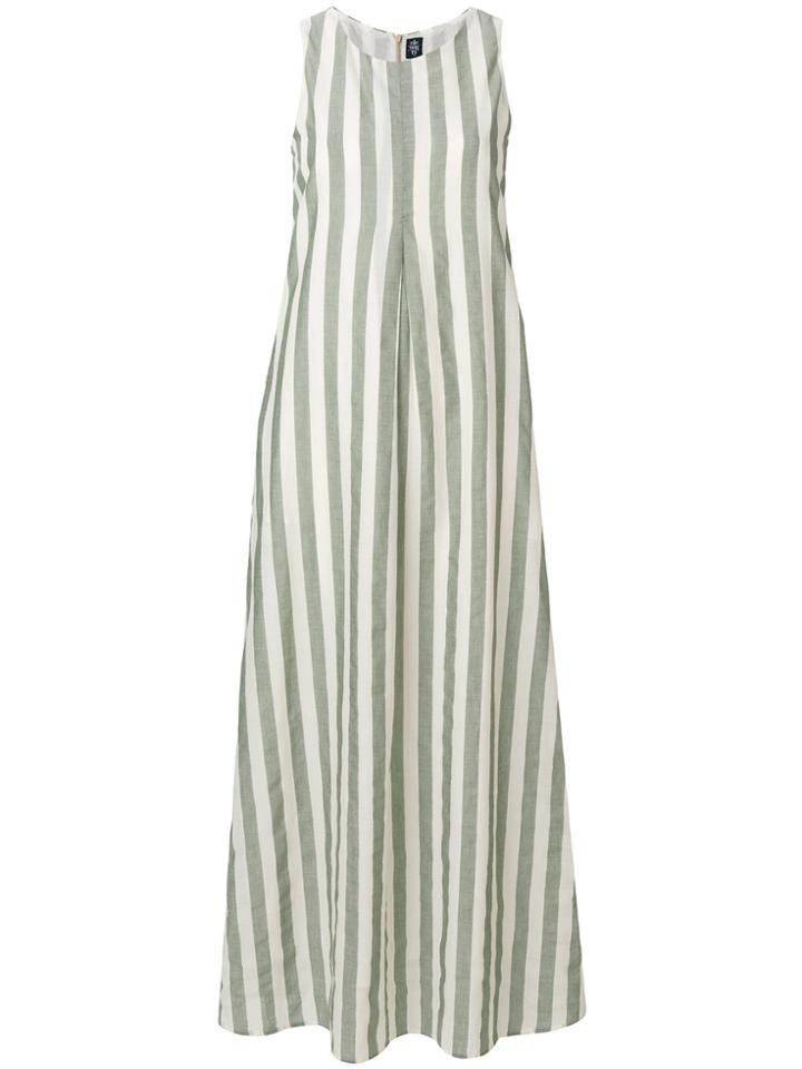 Eleventy Long Flared Striped Dress - Green