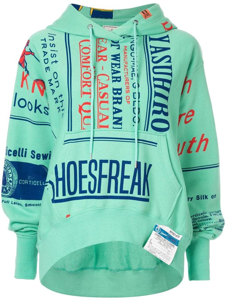 Maison Mihara Yasuhiro Text Print Hoodie - Green