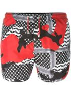 Neil Barrett Printed Swim Shorts, Men's, Size: Xl, Red, Polyester