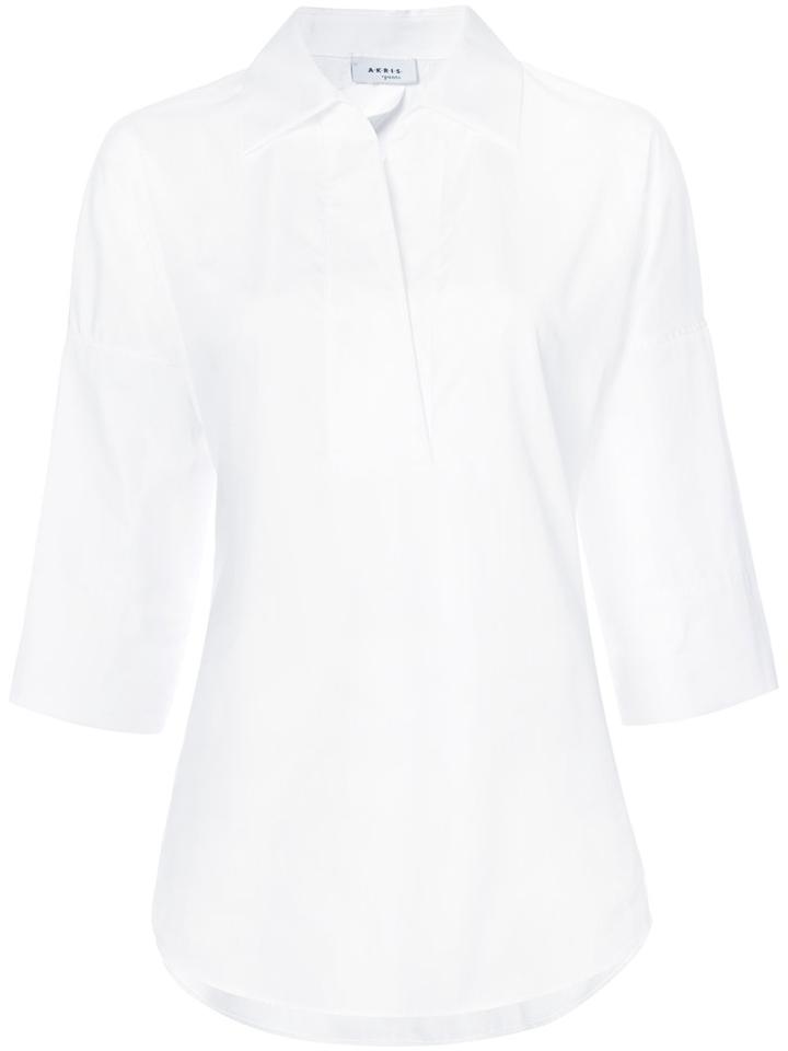 Three-quarter Sleeve Blouse - Women - Cotton - 10, White, Cotton, Akris Punto