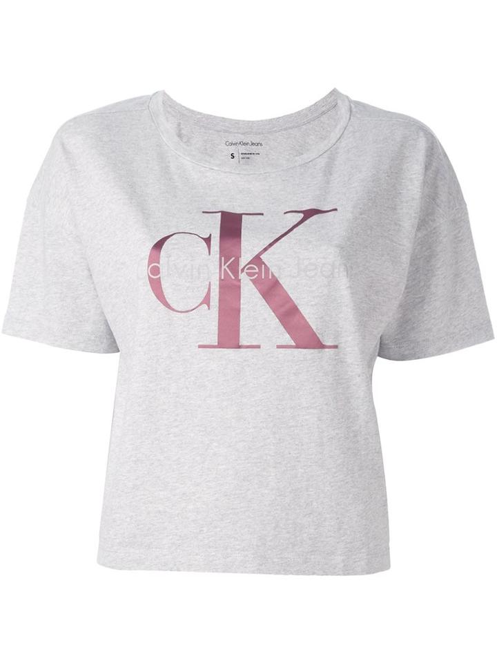 Calvin Klein Jeans Logo Print T-shirt, Women's, Size: Small, Grey, Cotton