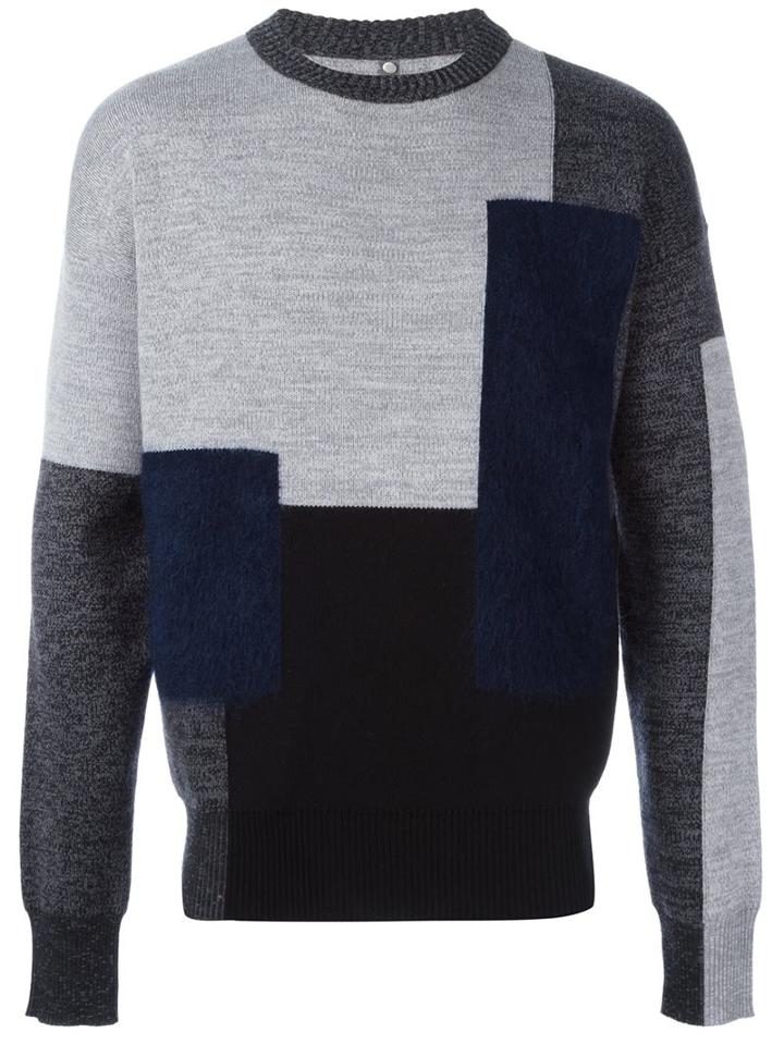 Oamc Patchwork Sweater, Men's, Size: Small, Grey, Polyamide/mohair/virgin Wool