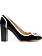 Salvatore Ferragamo Gwen Pumps, Women's, Size: 10, Black, Calf Leather/patent Leather