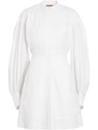 Burberry Puff-sleeve Cotton Shirt Dress - White