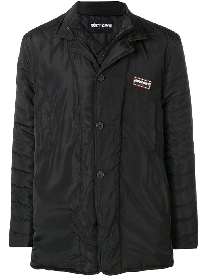 Roberto Cavalli Padded Midi Raincoat - Black