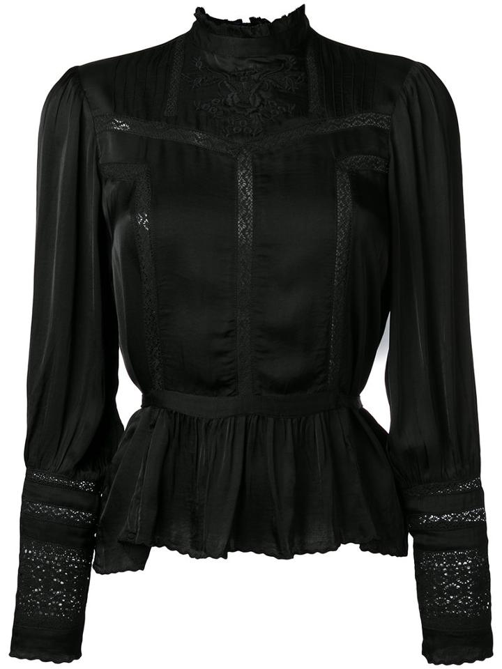 Ralph Lauren Denim & Supply Flared Hem Blouse, Women's, Size: Large, Black, Viscose/polyester
