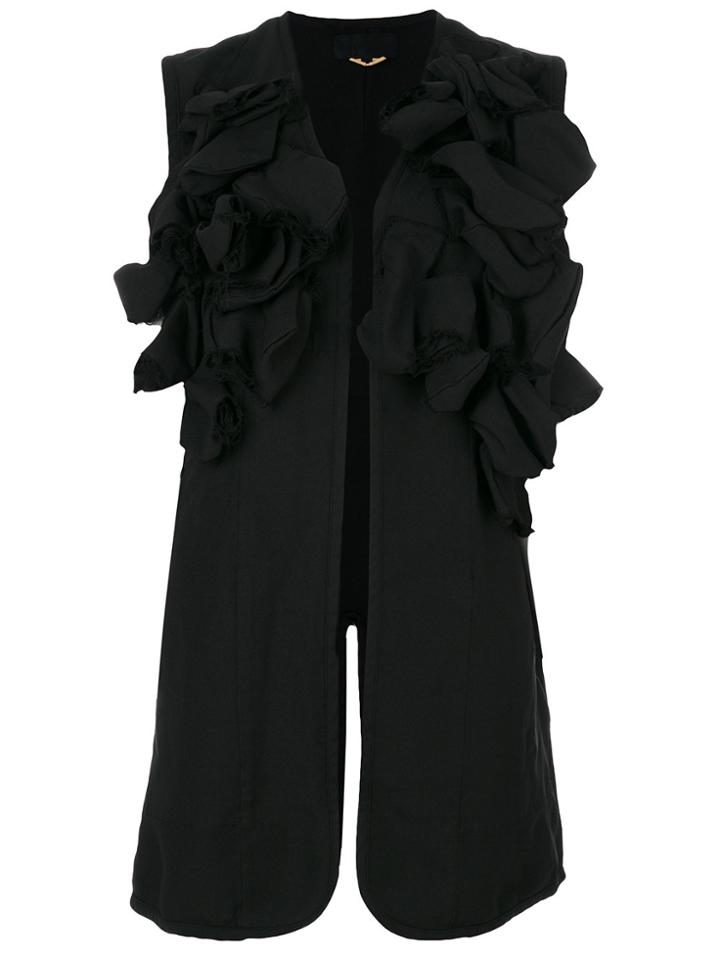 Comme Des Garçons Fabric Appliques Sleeveless Blazer - Black