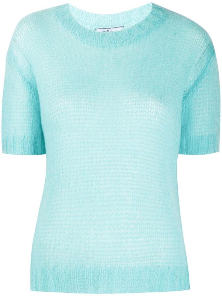 Prada Short-sleeve Knitted Sweater - Blue
