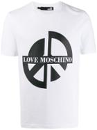 Love Moschino Peace Logo-printed T-shirt - White