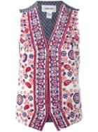 Michel Klein Paisley Bead Waistcoat, Women's, Size: 36, Red, Silk/plastic/glass